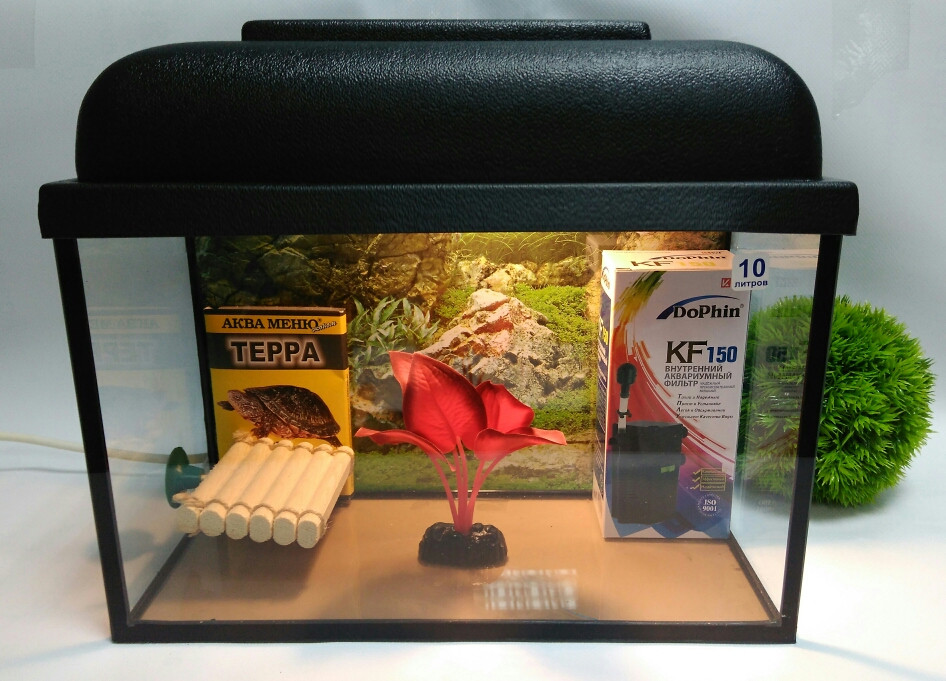 Аквариум для красноухих черепах 10 литров (комплект) - фото 1 - id-p67599538