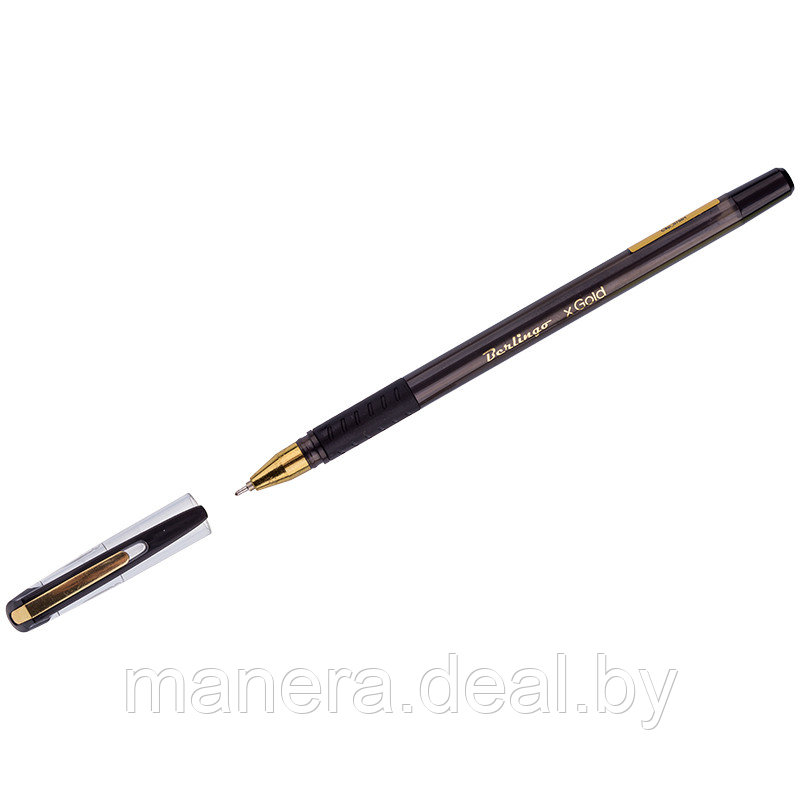 Ручка шариковая Berlingo "xGold" черная, 0,7мм, игольчатый стержень, грип - фото 1 - id-p67606285