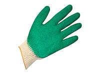 Перчатки трикотажные х/б, с одинарным обливом ПВХ, зеленые