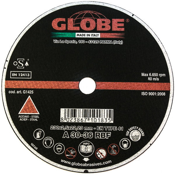 Отрезной абразивный круг GLOBE DYNAMIC 230x2,0x22.2 A60S