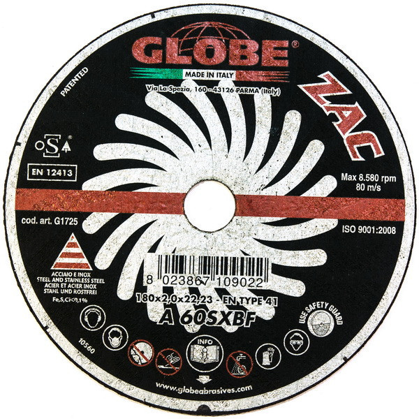 Отрезной абразивный круг GLOBE ZAC 230x3,2x22.2 A-R - фото 1 - id-p67595665