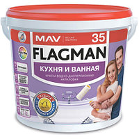 Краска ВД-АК-2035 Flagman 35 кухня и ванная, белая, 1 литр