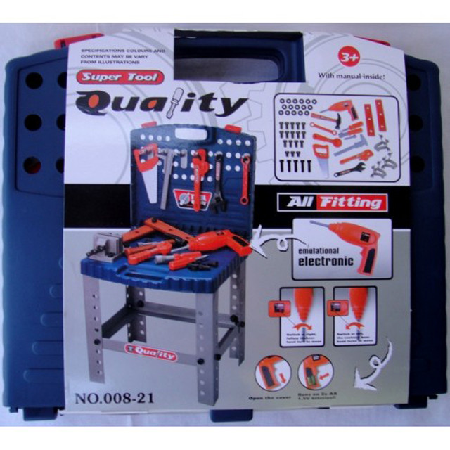 Игровой набор инструментов Qiality Super Tool 008-21 с верстаком на батарейках - фото 7 - id-p67694821