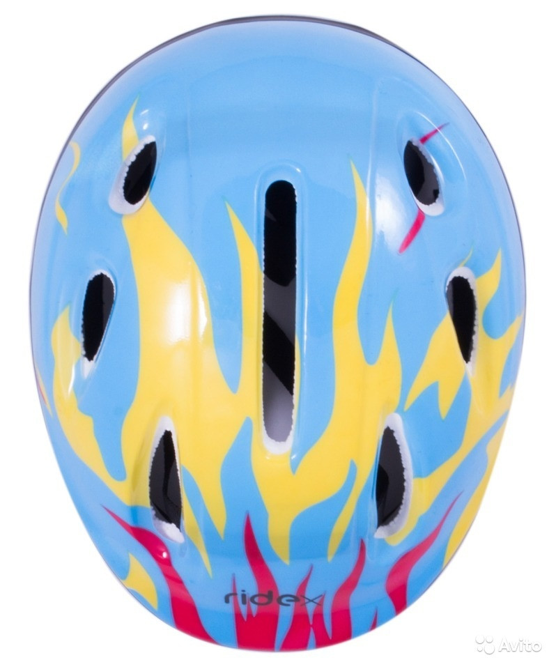 Шлем защитный для роликовых коньков Fire, желтый/голубой RIDEX RDX-8186-S - фото 1 - id-p67755814