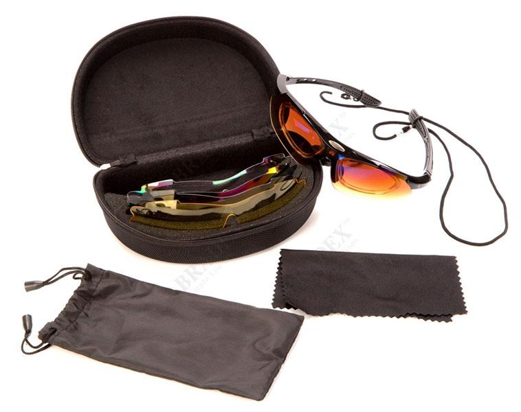 Очки спортивные солнцезащитные с 5 сменными линзами в чехле, черные BRADEX SF 0156