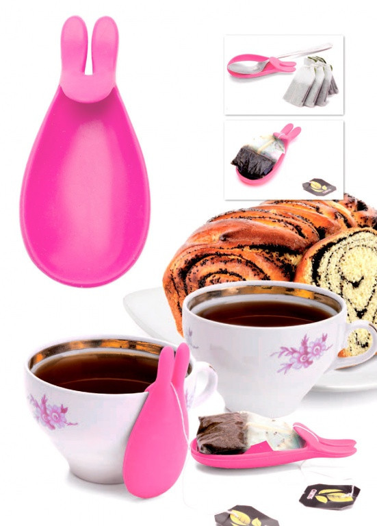 Держатель чайных пакетиков и ложки «КРОЛИК», розовый BRADEX TK 0234