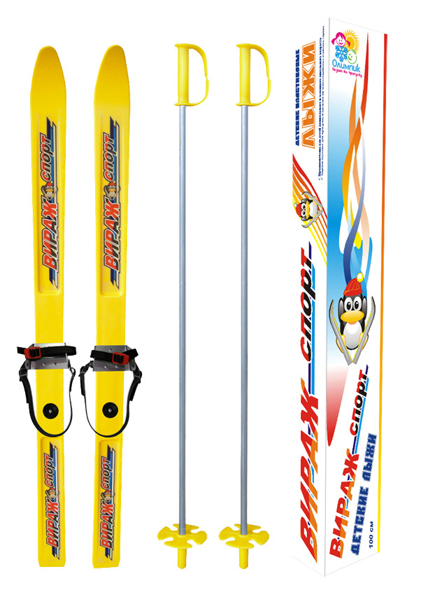 Лыжи детские 100 см. "Вираж-спорт" с палками - фото 1 - id-p67758029
