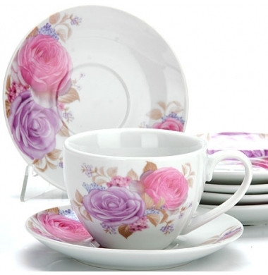 Чайный сервиз Цветы 12 пр. 220 мл. в подарочной упаковке LORAINE LR 25927 - фото 1 - id-p67759298