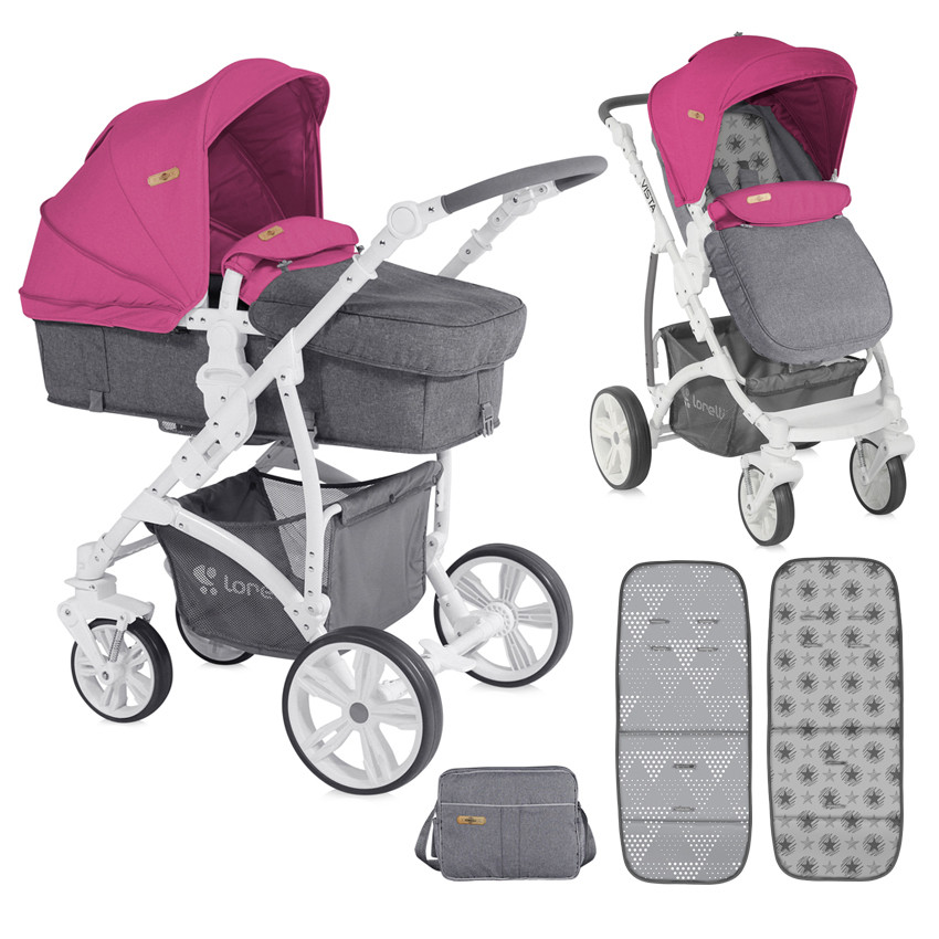 Детская модульная коляска 2в1 Bertoni (Lorelli) VISTA Rose&Grey (Розовый/серый) - фото 1 - id-p67759822