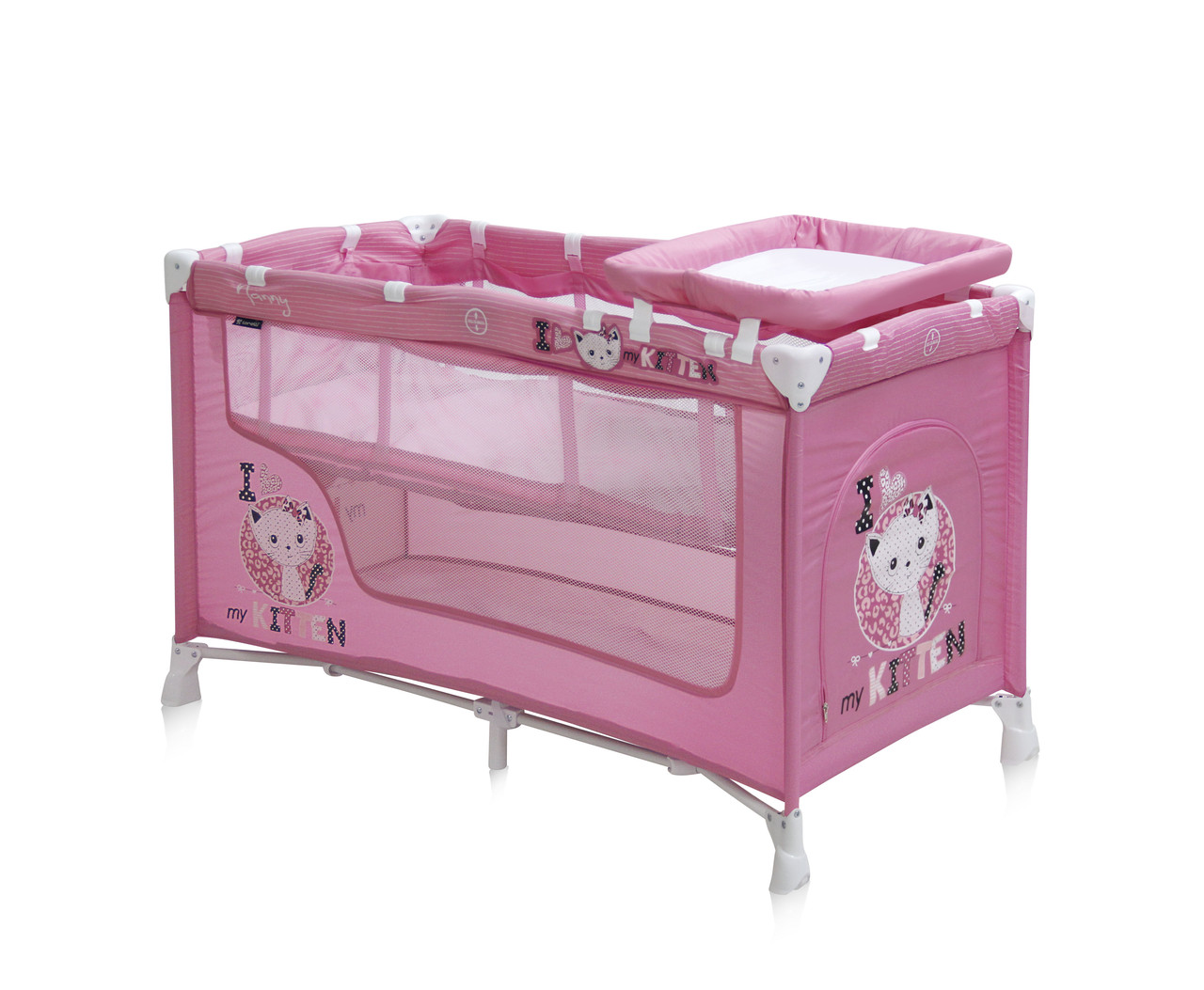 Кровать-манеж, 2 уровня Bertoni (Lorelli) NANNY 2 Pink Kitten