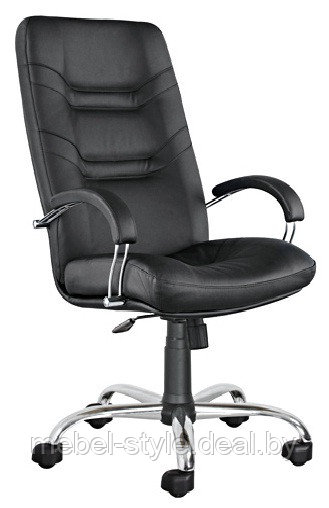 Кресло МИНИСТР хром для работы и дома,  MINISTER Steel Chrome в ECO коже PU