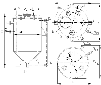 Вертикальные цельносварные аппараты с нижним коническим (90°) не отбортованным и верхним плоским днищами ВК