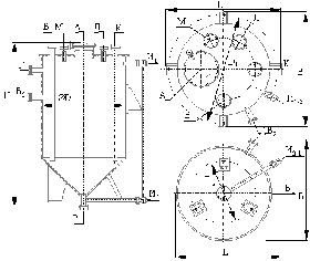 Вертикальные цельносварные аппараты с нижним коническим (90°) не отбортованным и верхним плоским днищами ВК