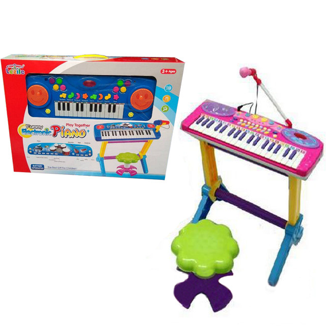 Детское пианино со стульчиком и микрофоном Lezile Funny Electronic - фото 1 - id-p67878854