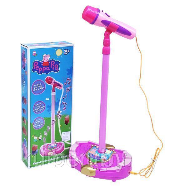 Микрофон детский на стойке с MP3 DN808-PP, караоке Свинка Пеппа - фото 1 - id-p65636305