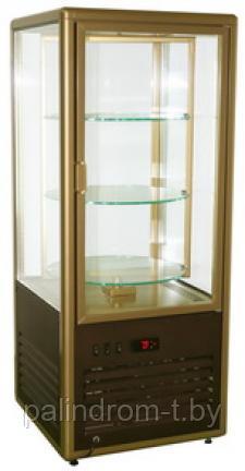Шкаф холодильный Carboma LATIUM D4 VM 120-2 (R120Cвр Люкс коричнево-золотой, 1/2, INOX) (полки вращающиеся)