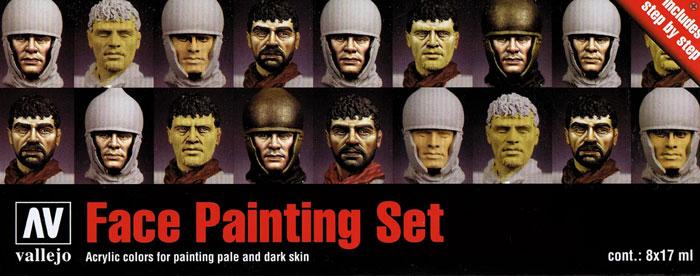 Набор акриловых красок для лиц миниатюр Faces Painting, 8х17мл, Vallejo - фото 3 - id-p67957860