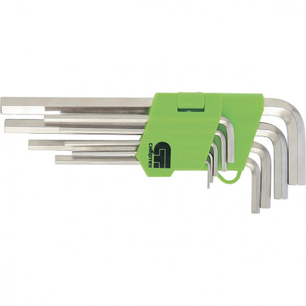 Набор ключей имбусовых HEX, 1,5–10 мм, 45x, закаленные, 9 шт., удлиненные, никель. СИБРТЕХ, фото 2