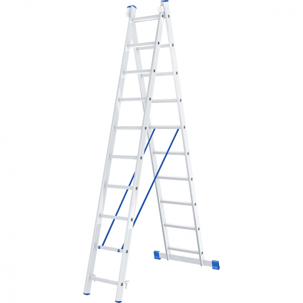 Лестница, 2 х 10 ступеней, алюминиевая, двухсекционная СИБРТЕХ Pоссия - фото 1 - id-p67960768
