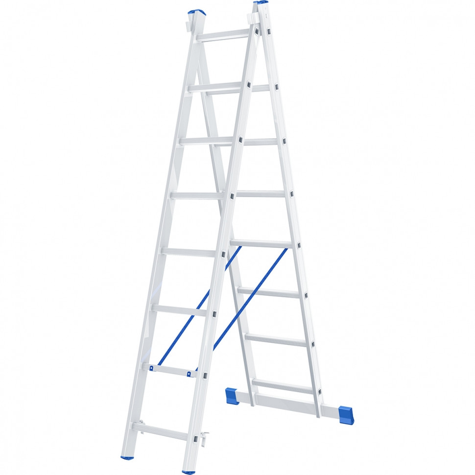 Лестница, 2 х 8 ступеней, алюминиевая, двухсекционная СИБРТЕХ Pоссия - фото 1 - id-p67960770
