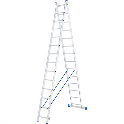 Лестница, 2 х 14 ступеней, алюминиевая, двухсекционная СИБРТЕХ Pоссия, фото 2