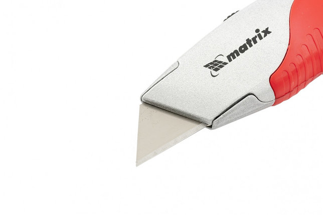 Нож, 18 мм выдвижное трапецивидное лезвие, эргономичная двухкомпонентная рукоятка MATRIX, фото 2