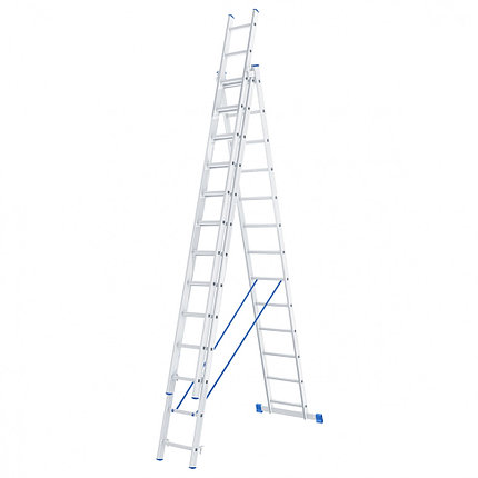 Лестница, 3 х 13 ступеней, алюминиевая, трехсекционная СИБРТЕХ Pоссия, фото 2