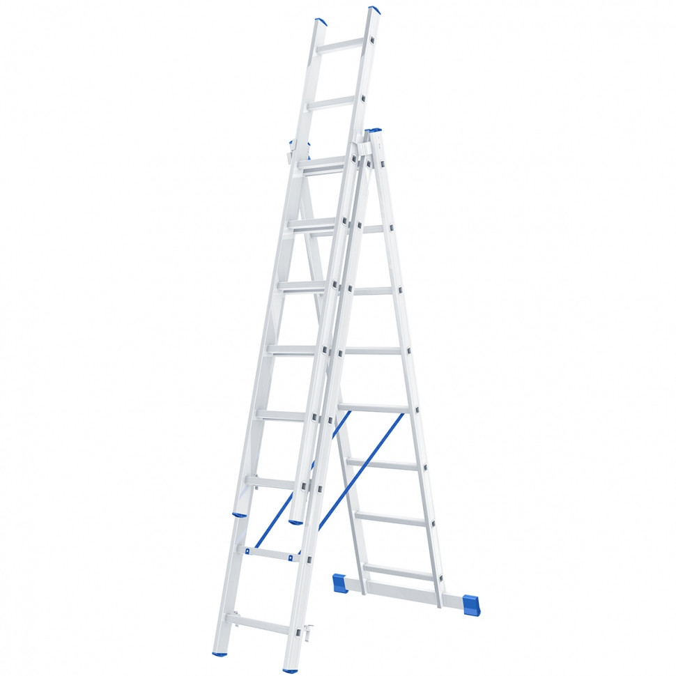 Лестница, 3 х 8 ступеней, алюминиевая, трехсекционная СИБРТЕХ Pоссия - фото 1 - id-p67961218