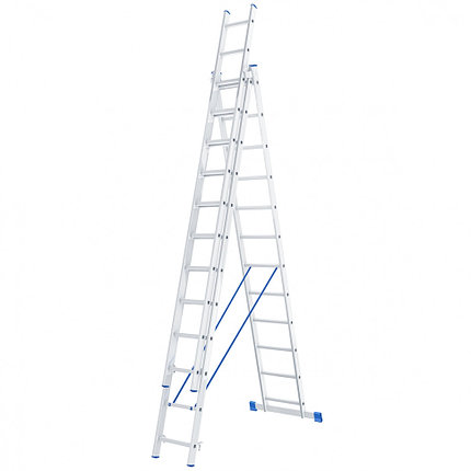 Лестница, 3 х 12 ступеней, алюминиевая, трехсекционная СИБРТЕХ Pоссия, фото 2