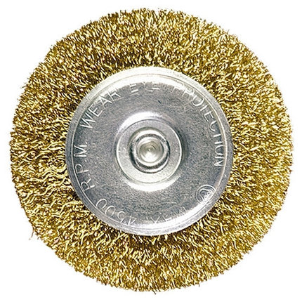 Щетка для дрели, 50 мм, плоская со шпилькой, латунированная витая проволока MATRIX, фото 2