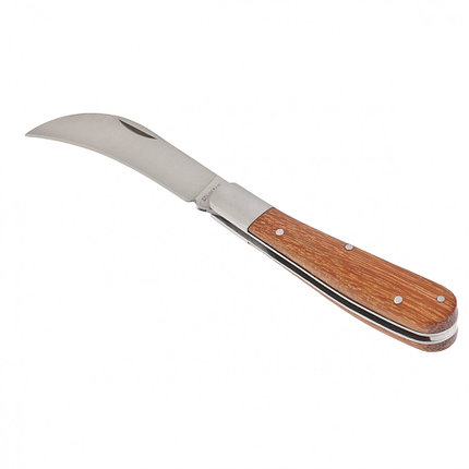 Нож садовый, 170 мм, складной, изогнутое лезвие, деревянная рукоятка PALISAD, фото 2