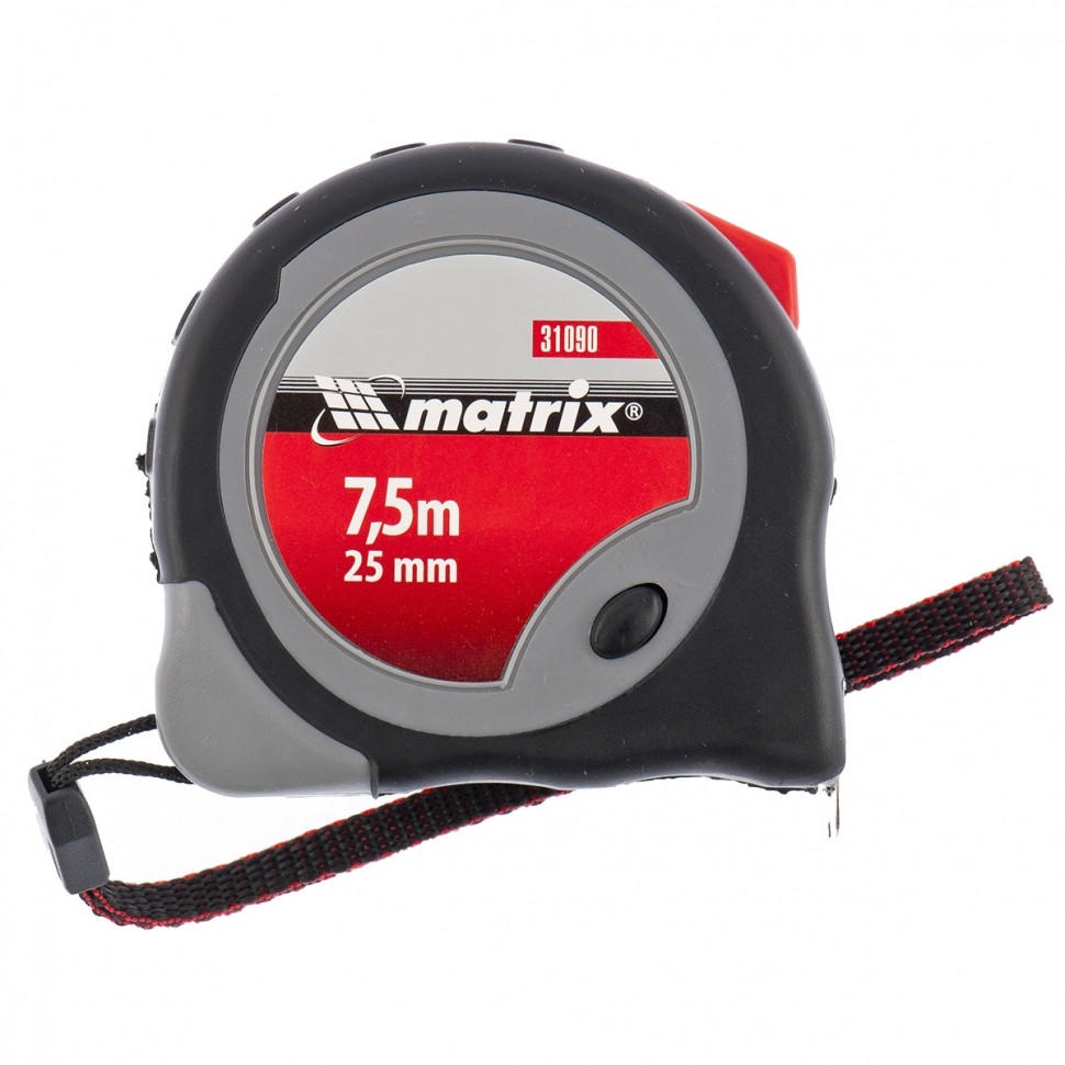 Рулетка Continuous fixation, 7,5 м х 25 мм, двухкомпонентный корпус, плавная фиксация MATRIX