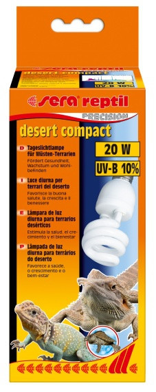 Лампа для террариума (излучение УФ-Б - 10%) Sera Reptil Desert compact 20 Вт