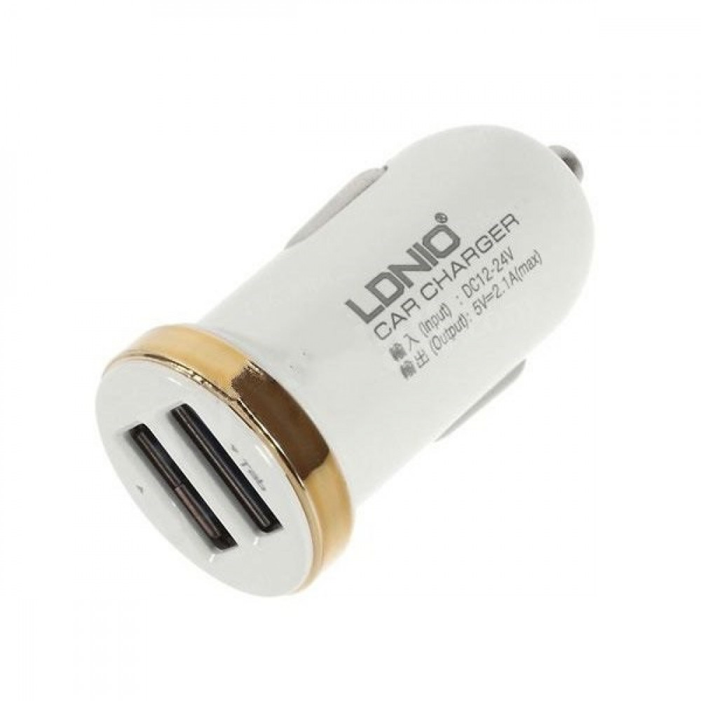 Автомобильное зарядное устройство LDNIO Dual USB + Lightning кабель (DL-C22) 2.1A