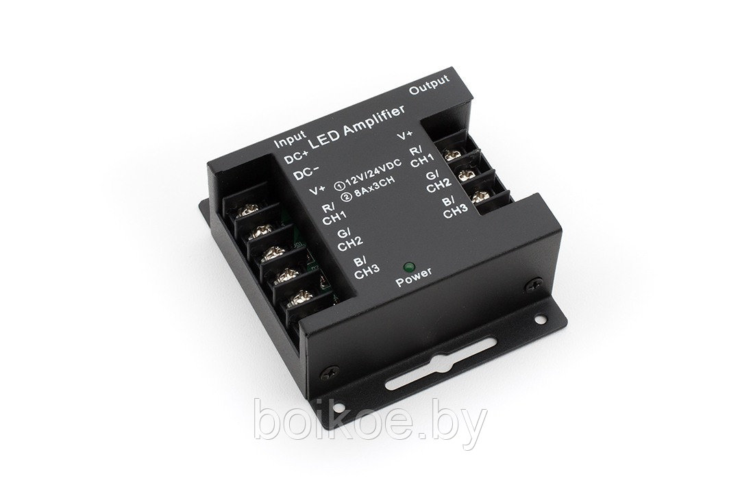 Усилитель сигнала управления для светодиодной ленты AMP-RGB-24A-Bl (24А, Черный) - фото 1 - id-p68238019