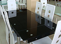 Стол обеденный раскладной 60-69А черный Стол трансформер стеклянный