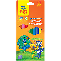 Цветные карандаши  утолщенные Мульти-Пульти , 10 цв., трехгр. с точилкой