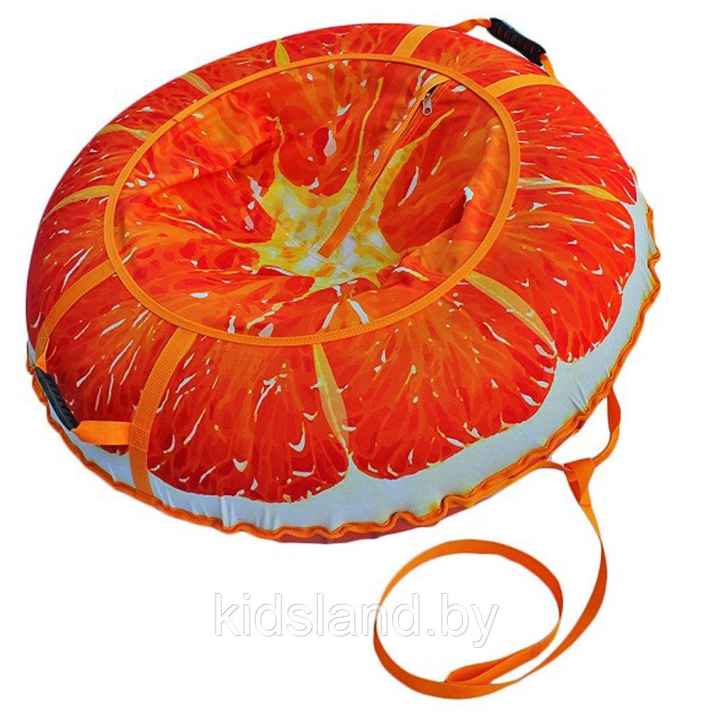 Надувная ватрушка (тюбинг) 110 см "Сочный апельсин" с автокамерой, фото 1