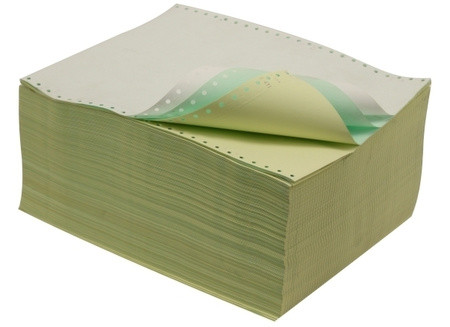Бумага перфорированная в стопе многослойная самокопирующаяся, 240 мм×12", 600 комплектов, 3 слоя, цветная