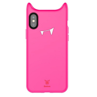 Силиконовый чехол Baseus Devil Baby Case Pink для Apple iPhone Xs - фото 1 - id-p68421903