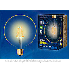 LED-G125-8W/GOLDEN/E27 GLV21GO Лампа светодиодная Vintage : Форма «шар», золотистая колба. Картон. ТМ Uniel
