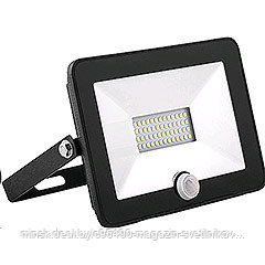 Прожектор светодиодный : с встроенным датчиком 2835SMD, 30W 6400K AC220V/50Hz IP65, черный в компактном