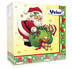Салфетки бумажные Veiro 24*24см с рисунком Дед Мороз, 25шт/упак