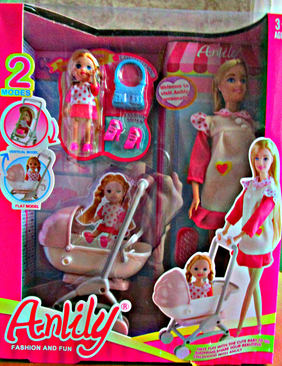 Детская кукла Барби с дочкой и коляской-трансформером - фото 2 - id-p68474026