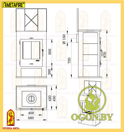 Печь-камин Мета-Бел Охта (с плитой) - фото 7 - id-p5568006