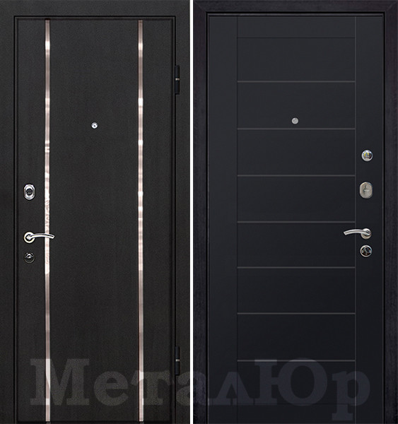 Дверь входная МеталЮр М8 Черный матовый (МДФ / МДФ)