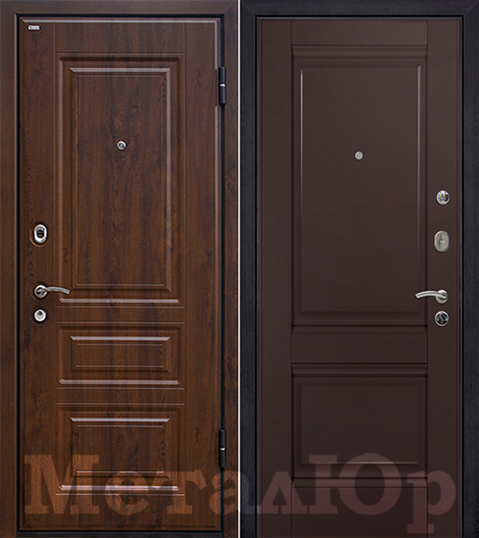 Дверь входная МеталЮр М9 Темно-коричневый (МДФ / МДФ)