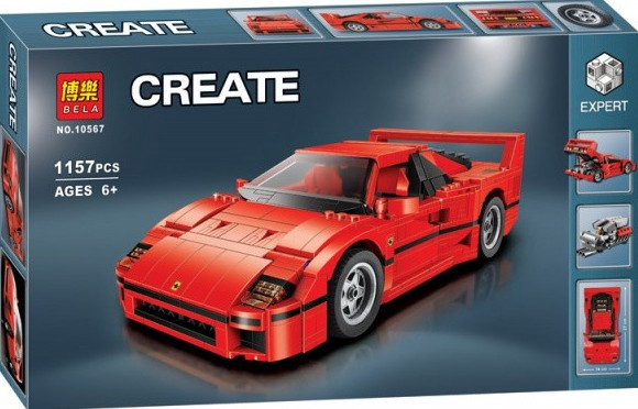Конструктор Bela Create "Ferrari F40" 10567 (аналог Lego Creator Феррари F40 10248) 1157 деталей