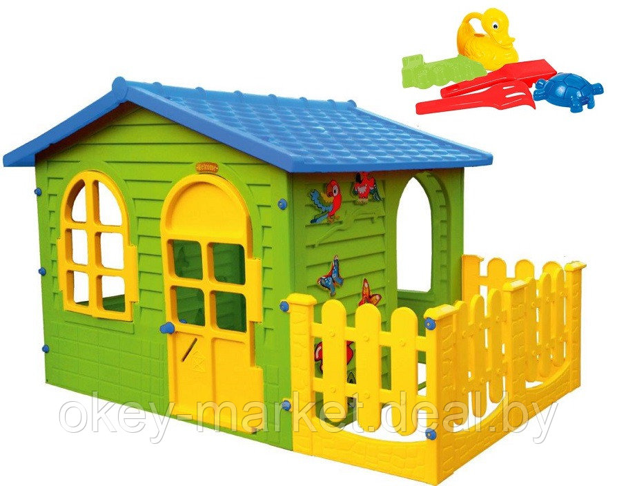 Детский игровой домик Mochtoys 10859 с забором - фото 1 - id-p68512403