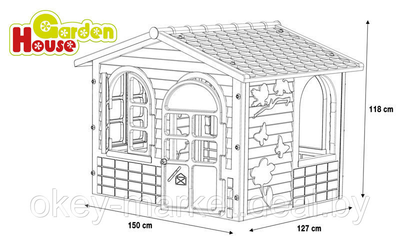 Детский игровой домик Mochtoys 10859 с забором - фото 2 - id-p68512403